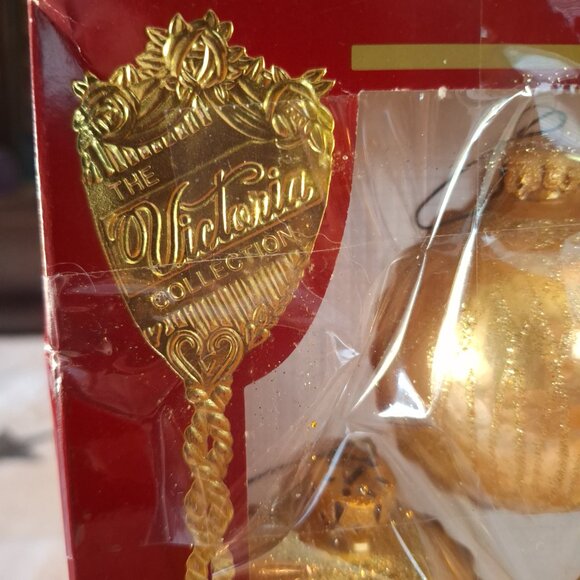 The Victoria Collection By Rauch Glass Ornaments Gold W/Glitter Set Of 4 - Picture 3 of 9